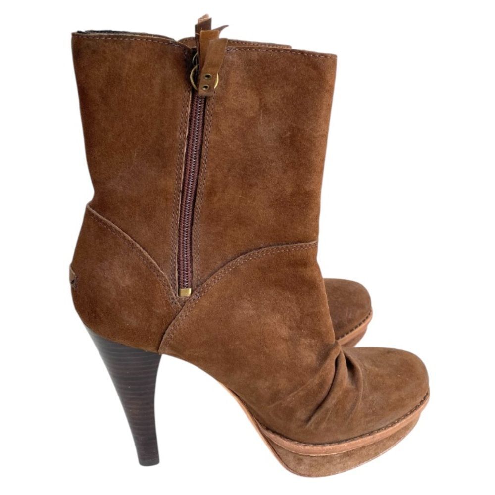UGG Australia Bianka Suede Water-Resistant Heeled Boots Brown Size 7